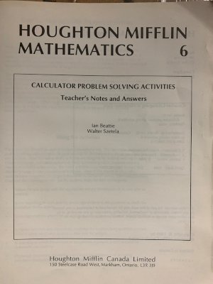 HM Math 6 Calculator Problem Solving Act by Teacher's Notes and Answ