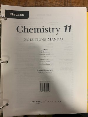 Nelson Chemistry 11 Nat Ed Solutions Man by Solutions Manual