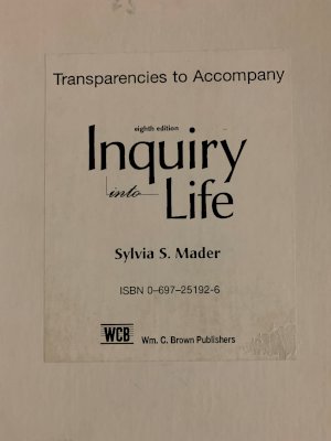 Inquiry into Life 8e Transparencies by Mader (Inquiry)