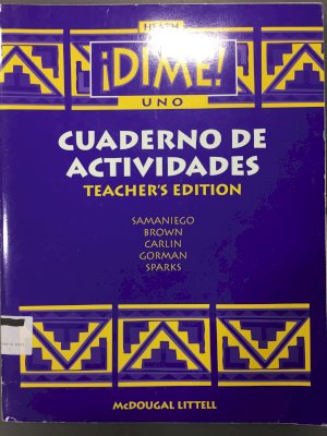 Dime Uno 1997 Workbook Te by Teacher's Edition