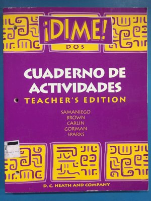 Dime DOS 1997 Cuaderno De Actividades Te by Teacher's Edition