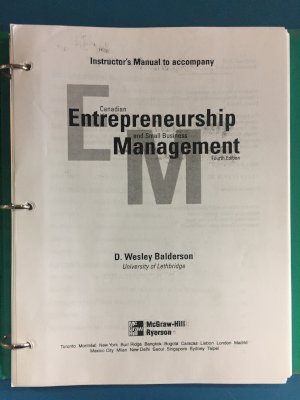 Canadian Entrepeneurship & Small Bus4eIM by Teacher's Edition