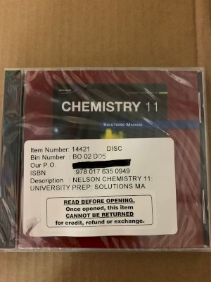 Nelson Chemistry 11 Solutions Manual CDR by Solutions Manual CD