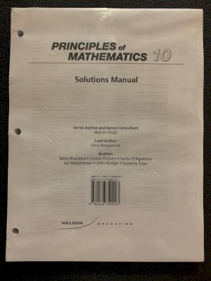 Nelson Principles of Mathematics 10 SM by Solutions Manual